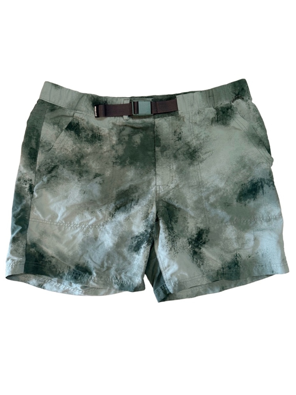 REI Hiking Shorts Mens Large Green Belted Sahara Amphib Ripstop Quick Dry 185219